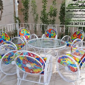 میز و صندلی فلزی باغی مدل گلبرگ