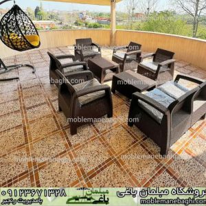 ست مبل حصیری مبلمان باغی (7نفره )