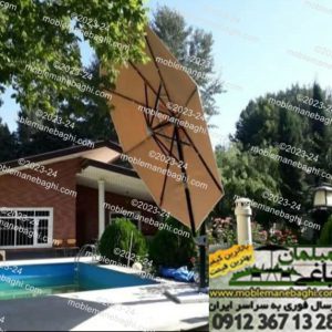 چتر پایه کنار باغی الومینیوم گرد 3ونیم متری گیر بکس دار